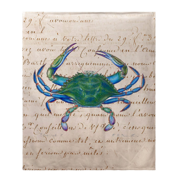 Male Blue Crab - Beige Script Fleece Throw