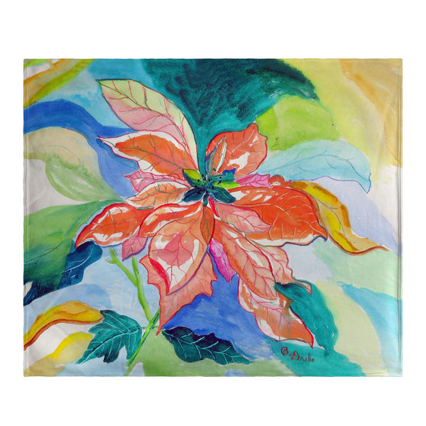 Peach Poinsettia Fleece Throw
