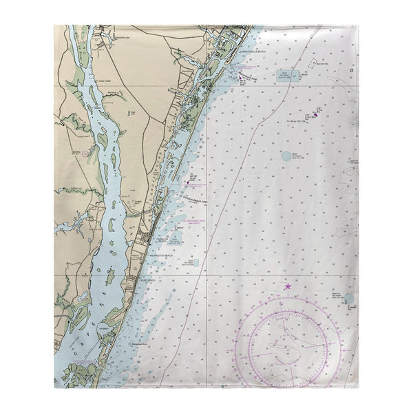 Carolina Beach. NC Nautical Map Fleece Throw