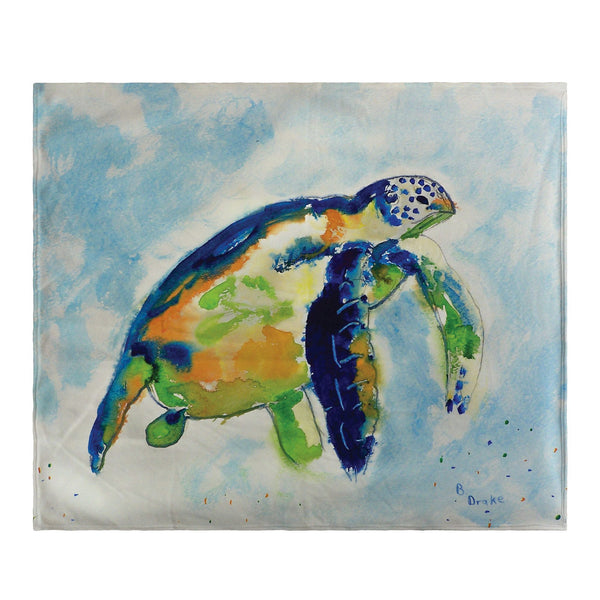 Blue Sea Turtle Fleece Throw