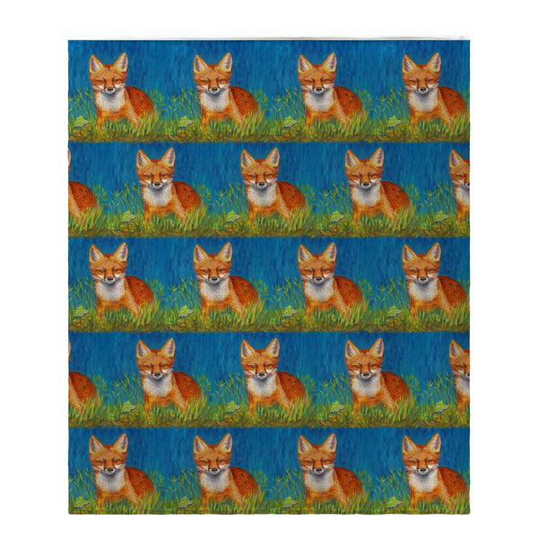 Red Fox Tiled Fleece Throw