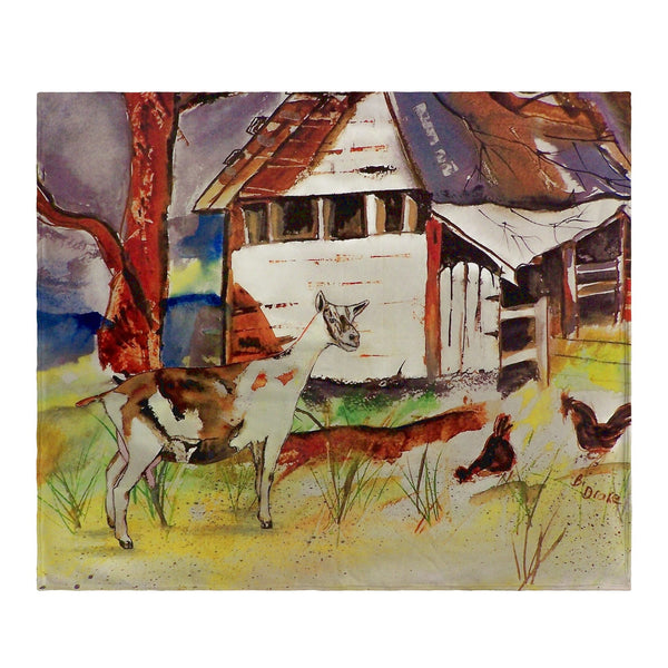 Goat and Barn Fleece Throw