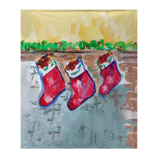 Christmas Stockings Fleece Throw