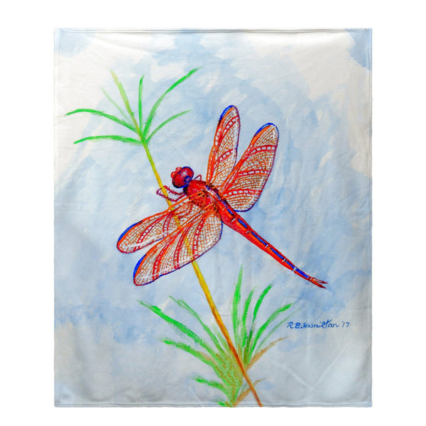 Red Dragonfly Fleece Throw