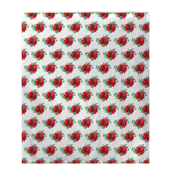 Poinsettia Fleece Throw