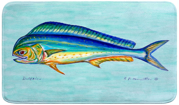 Dolphin Fish on Teal Bath Mat