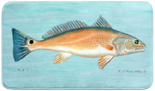 Red Drum on Teal Bath Mat