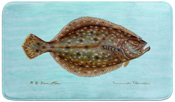 Flounder on Teal Bath Mat