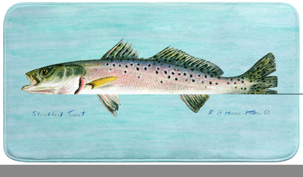 Speckled Trout on Teal Bath Mat