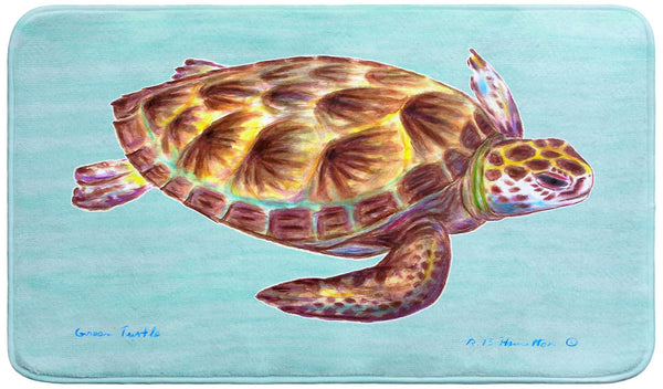 Green Sea Turtle - Teal Bath Mat