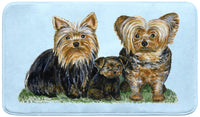 Yorkies on Teal Bath Mat