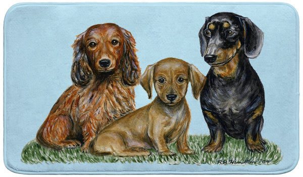 Dachshunds on Teal Bath Mat