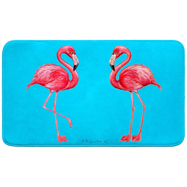 Flamingo on Teal Bath Mat