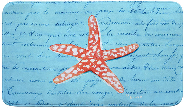 Coral Starfish Blue Bath Mat