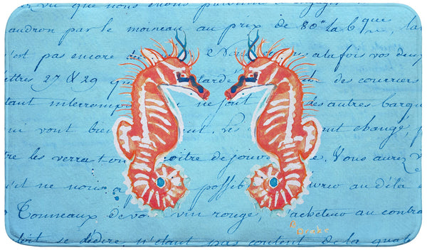 Coral Sea Horses Blue Bath Mat