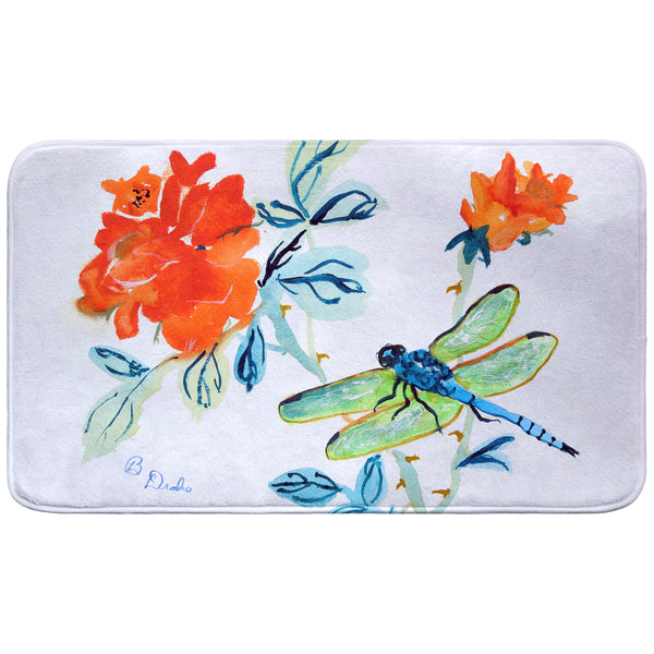 Dragonfly & Red Flower Bath Mat
