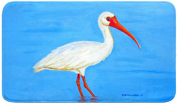 Posing White Ibis Bath Mat