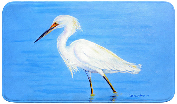 Stalking Snowy Egret Bath Mat
