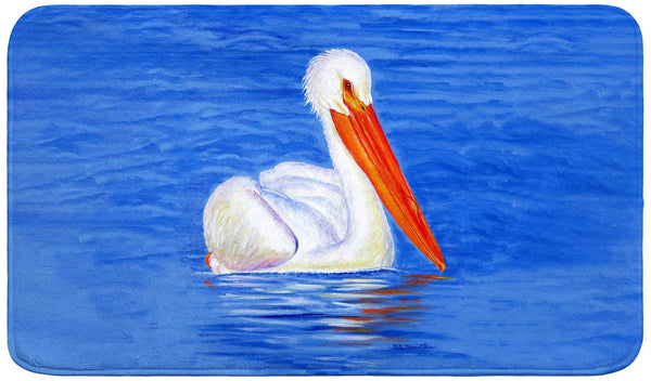White Pelican Portrait Bath Mat