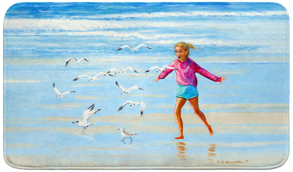 Chasing Gulls Bath Mat