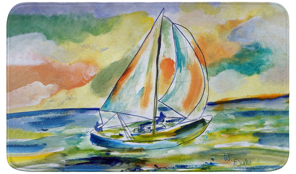 Orange Sailboat Bath Mat