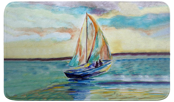 Teal Sailboat Bath Mat