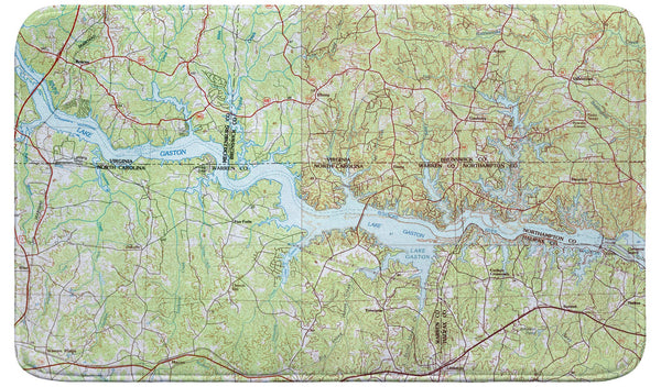 Lake Gaston, VA and NC Nautical Map Bath Mat