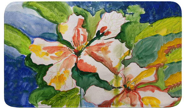 White Hibiscus Bath Mat