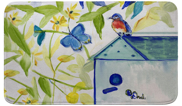 Blue Bird House Bath Mat