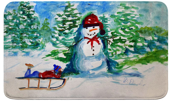 Snowman and Sled Bath Mat