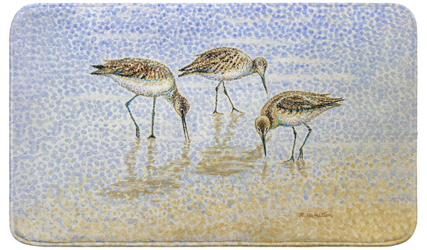 Willet Sandpipers Feeding Bath Mat