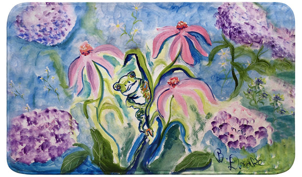 Frog & Pink Flowers Bath Mat