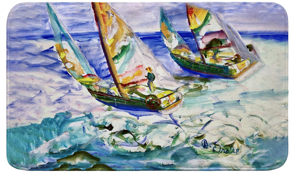 Sailboats Tacking Bath Mat