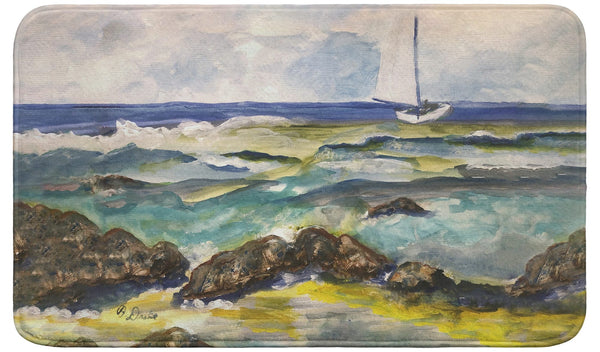 Sailboat and Rocks Bath Mat
