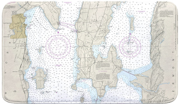 South Hero Island, VT Nautical Map Bath Mat
