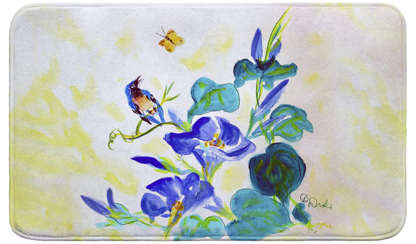 Blue Morning Glories Bath Mat