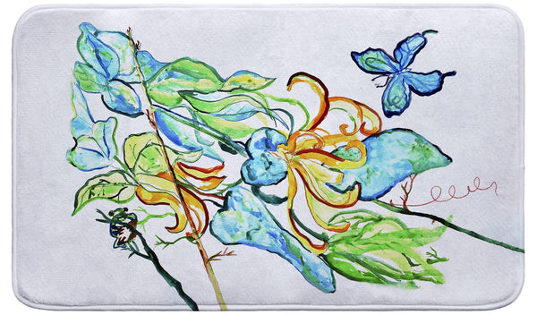 Blue Butterfly & Floral Bath Mat