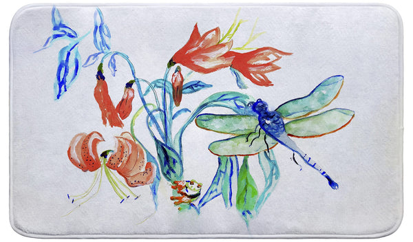 Blue and Green Dragonfly Bath Mat