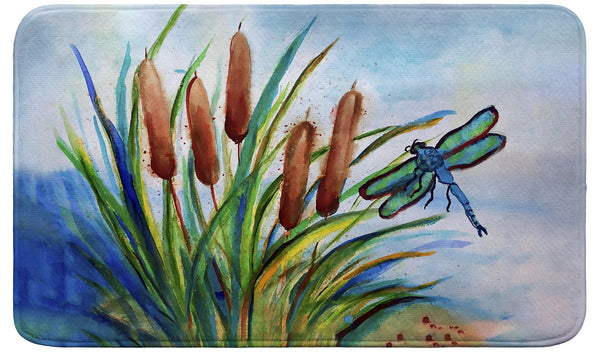 Dragonfly and Cattails Bath Mat