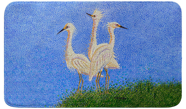 Pointillist Three Egrets Bath Mat