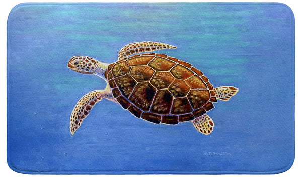 Sea Turtle in Aqua Bath Mat