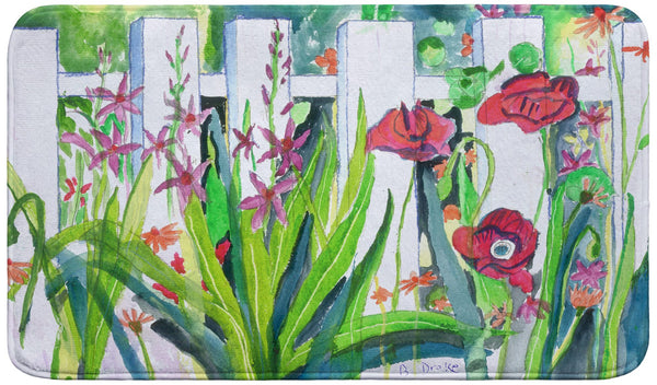 Fence and Flowers Bath Mat