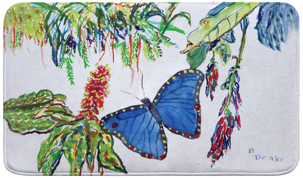 Morpho and Flowers Bath Mat