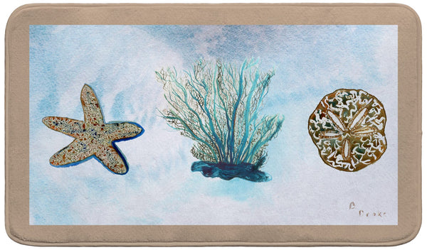 Blue Coral on Teal Bath Mat