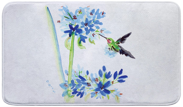 Hummingbird & Blue Flowers Bath Mat