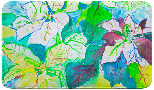 White Poinsettia Bath Mat