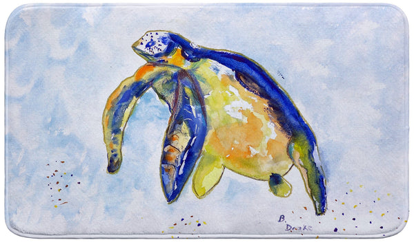 Blue Sea Turtle - Left Bath Mat