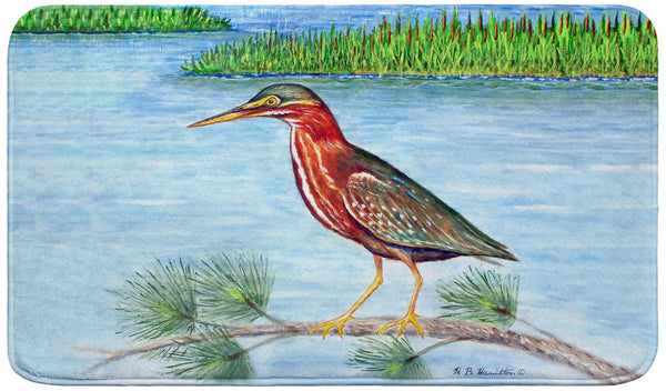 Green Heron II Bath Mat