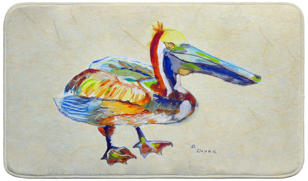 Heathcliff Pelican on Beige Bath Mat