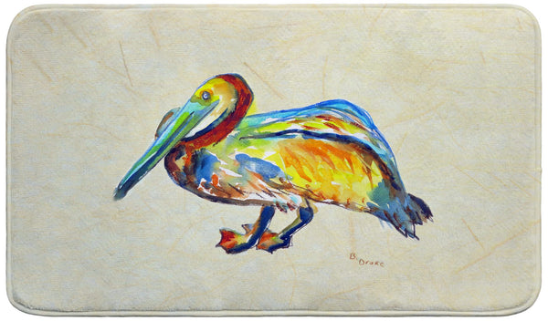 Gertrude Pelican on Beige Bath Mat
